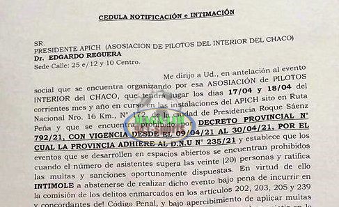 Sáenz Peña: Se Suspende la 1° fecha del Automovilismo prevista en el trazado de Apich