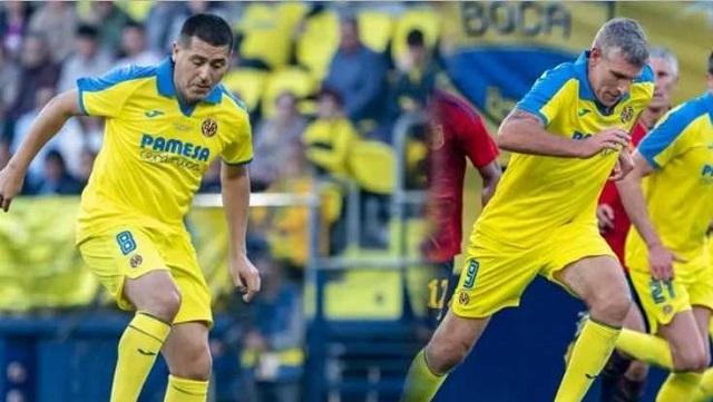 Centenario del Villarreal, Riquelme y Palermo jugaron juntos el Partido de las Leyendas
