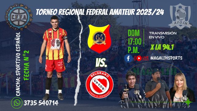 Regional Amateur 2023/24: Hoy debuta Sportivo de local y lo vas a vivir por la 94.1 y la Fan Page de MagaLih Sports 