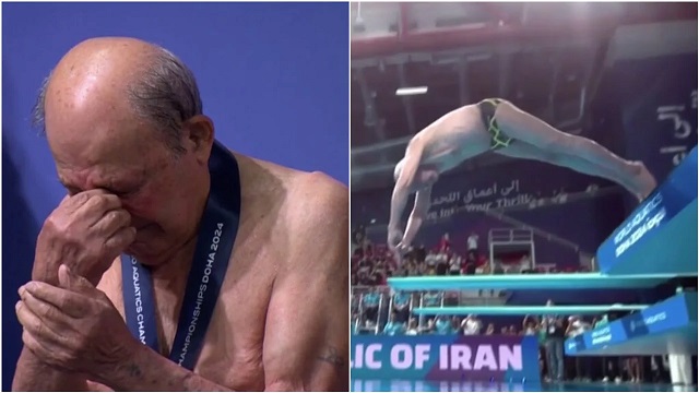 Un iraní de 100 años recibió una medalla de oro por su salto en el Campeonato Mundial de Natación