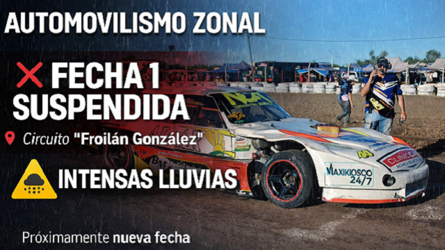 Automovilismo Zonal: Las intensas lluvias vuelven a suspender la Fecha 1 en Villa &Aacute;ngela