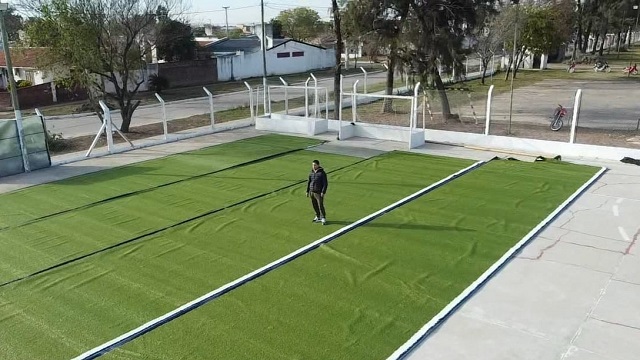 Villa Berthet: Avance de la obra de la primer cancha de hockey